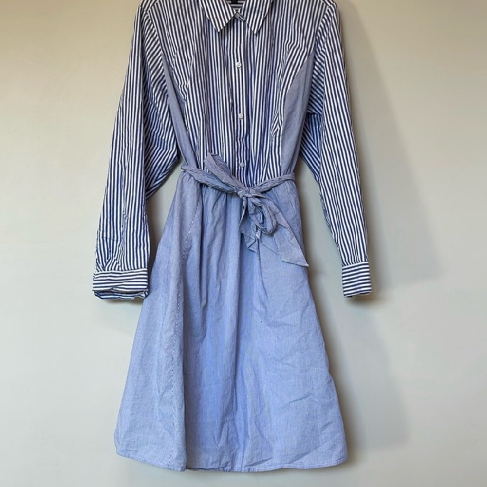 Blue Striped Shirt Dress